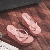 women summer shoes woman 2022 wedge rubber flip flops heeled mules candy colors platform female beach slippers zapatos de mujer