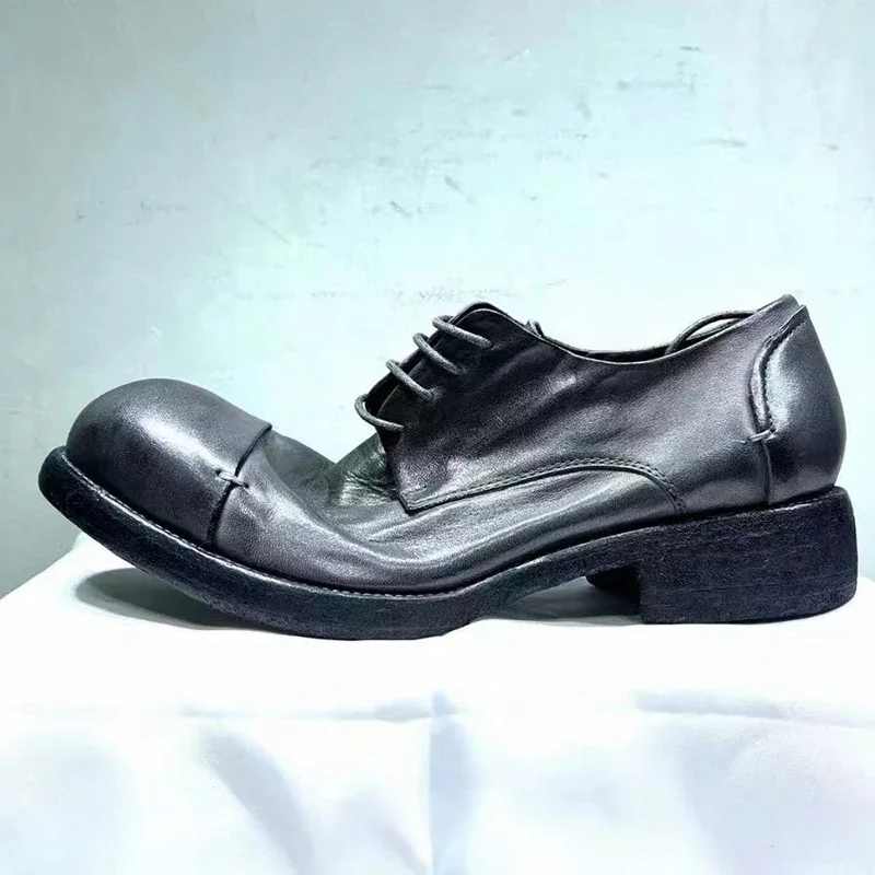 Мужская деловая обувь дерби из конской кожи повседневная мужская с ручным