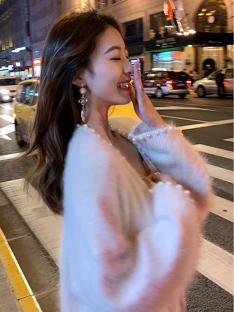 Плюшевые вязаные женские свитеры Hstar средней длины на весну и осень