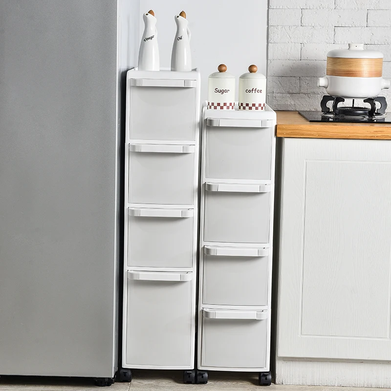 

Ultra-narrow Crevice Bathroom Shelf White Multi-layer Storage Shelves Drawer Storage Items Versatile Scene Bathroom Cabinets