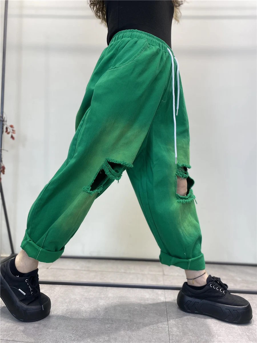 

Джинсы женские хлопковые с завышенной талией, мешковатые брюки-султанки из денима с широкими штанинами в стиле Харадзюку, уличная одежда в стиле хип-хоп, лето