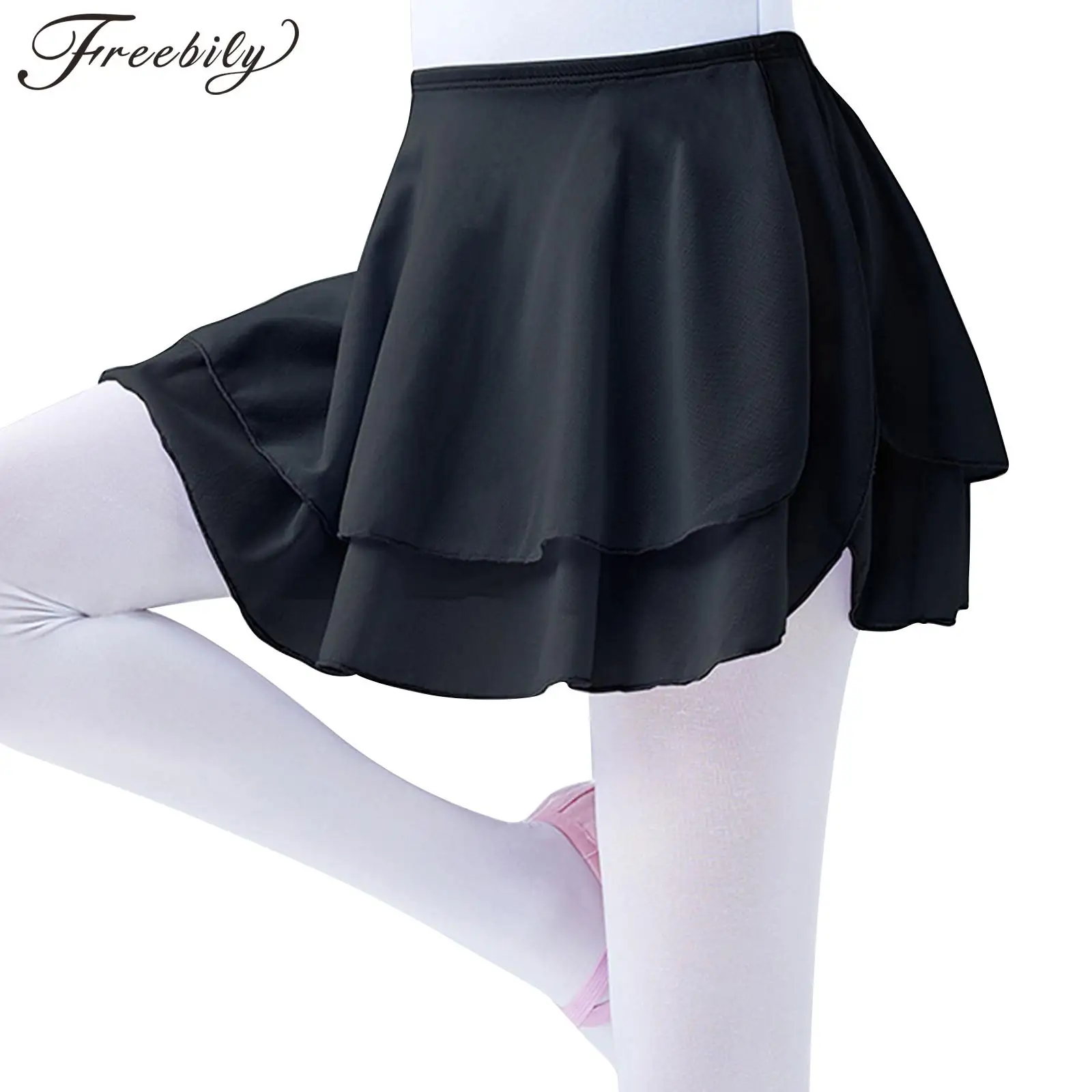 

Kids Girls Solid Ballet Dance Skirts Elastic Waistband Chiffon Veil Skirt for Stage Performance Dancing Class Training Dancewear