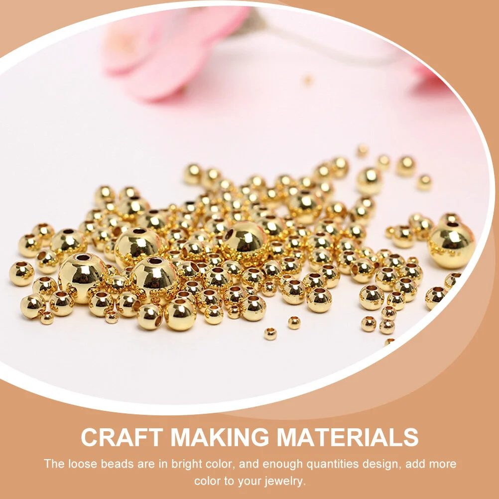 

300 Pcs 14k Round Bead Spacer Earring Making Supplies Craft Materials DIY Accessories Necklace Beads Copper Crafting Loose