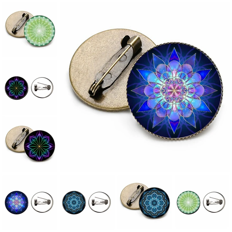 

Ethnic Style Kaleidoscope Mandala Pattern 20mm/25mm Glass Badge Cabochon Brooch Fashion Gift Jewelry for Men and Women