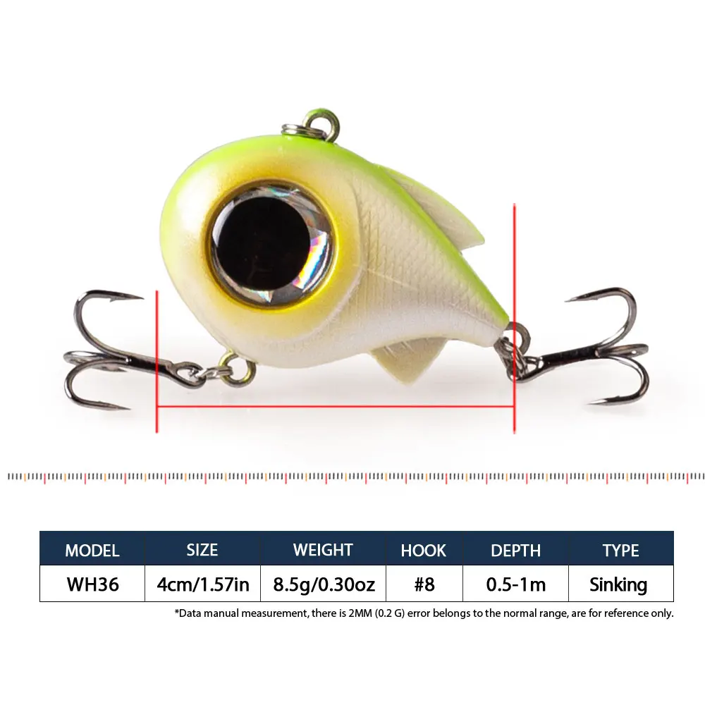 Фото Рыболовная приманка Hanlin Big Eyes VIB, тонущая, 4 см/1,57 дюйма/8,5 г, вибрационный погремушка, искусственная жесткая приманка без губ, снасти для щуки и окуня №2