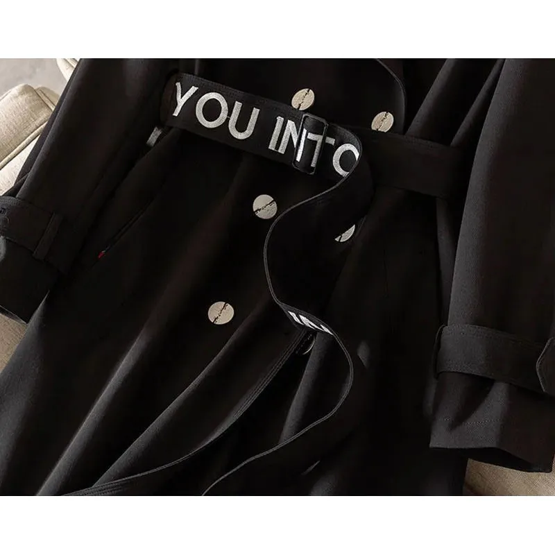 Женская двубортная ветровка средней длины повседневный тренчкот с вышивкой