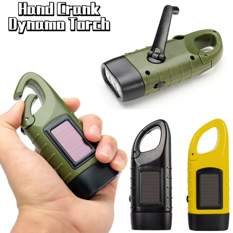 

NEW2023 Portable Solar Powered LED Flashlight Lantern Portable Hand Crank Dynamo Tent Light Torch for Outdoor Camping Mountainee
