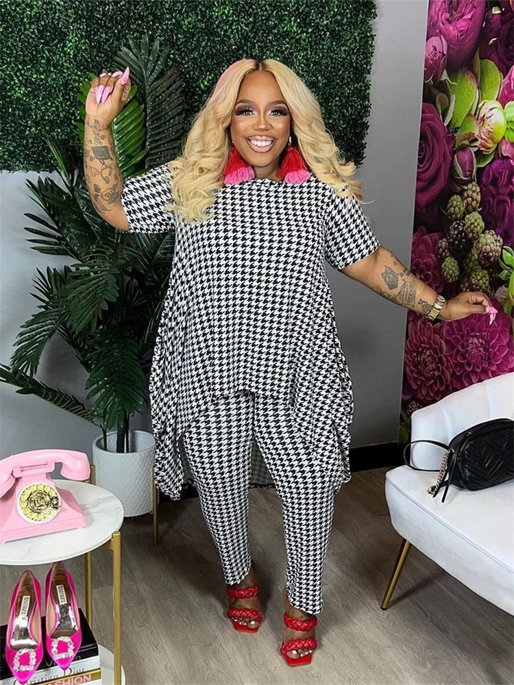 Plus Size Two Piece Summer Outfits Women Clothing Long Top Leggings Matching Sets Wholesale Dropshippi 3xl 4xl 5xl 6xl