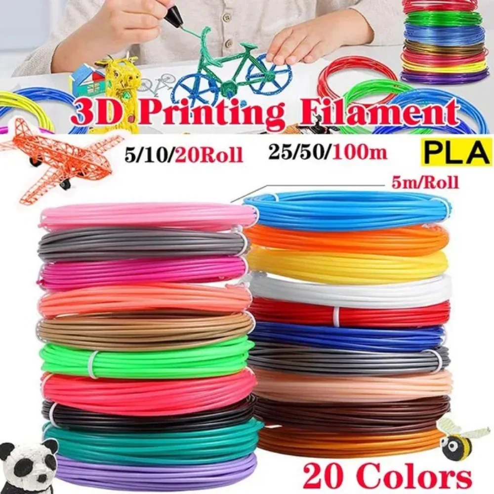 

1,75 мм PLA-нить, материал для 3d-печати для 3D ручки 200 м/100 м, 3D-принтер с 10 20 цветами для заправки и моделирования 3D