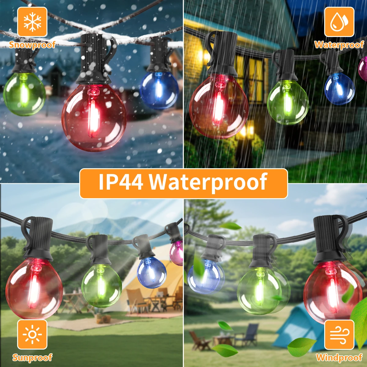 Разноцветные светодиодные гирлянды RGB G40