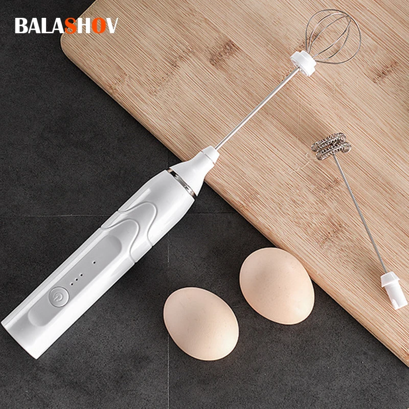 Electric Milk Frother Rechargeable Foam Maker Handheld Foamer Kitchen High Speeds Food Mixer Coffee Frothing Wand Egg Beater