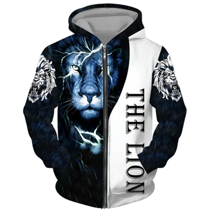 

Oversized Men's Jacket 3D Lion Print Hoodies Sweatshirt Spring Autumn Casual Mens Fashion Clothes Streetwear Tops