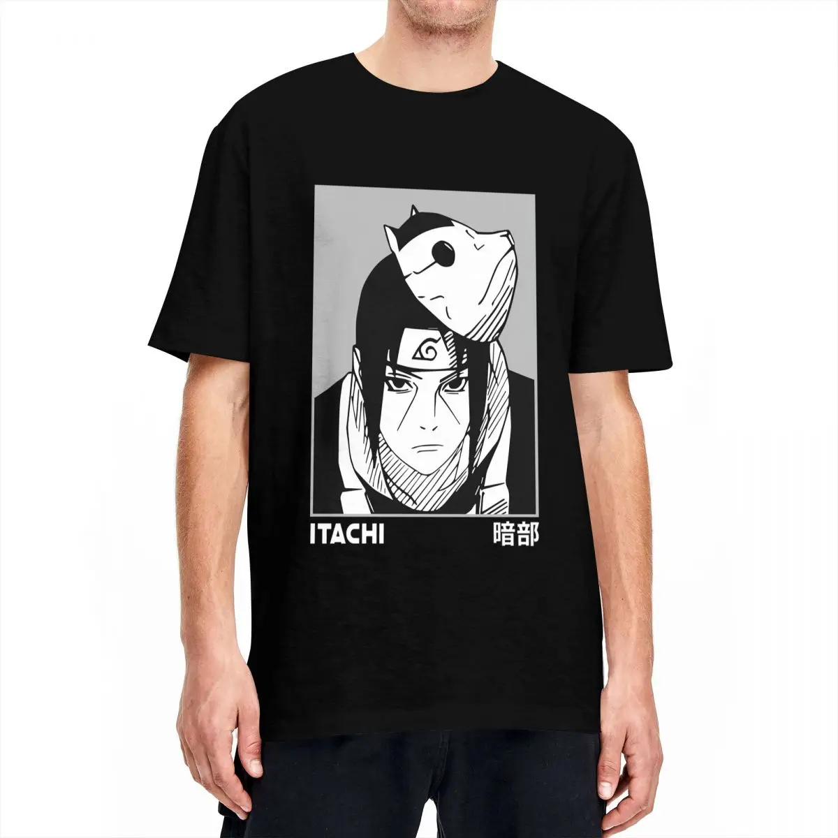 

Мужская футболка Bandai Naruto Uchiha Itachi Anbu, винтажные футболки из чистого хлопка с коротким рукавом, Аниме футболки с круглым вырезом, Новое поступ...