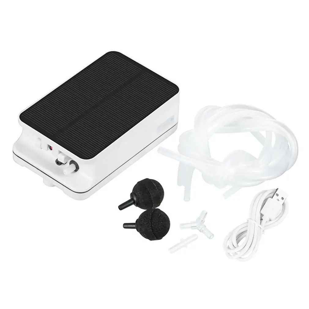 

Портативный воздушный насос на солнечной батарее, встроенная аккумуляторная батарея, кислородный насос для аквариума, кислородный насос