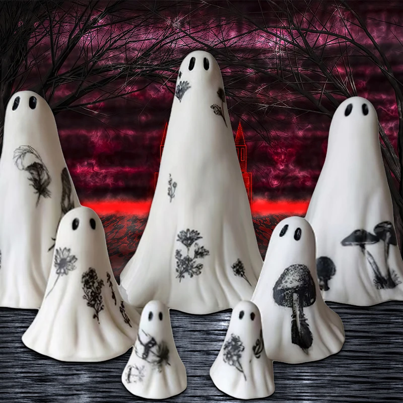 

3/5/7 шт., декоративная миниатюрная статуя в виде белого призрака