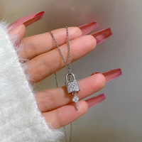 fashion lock key short necklace for women silver color zirconia charm chain choker necklace simple accessories jewelry gift 2022