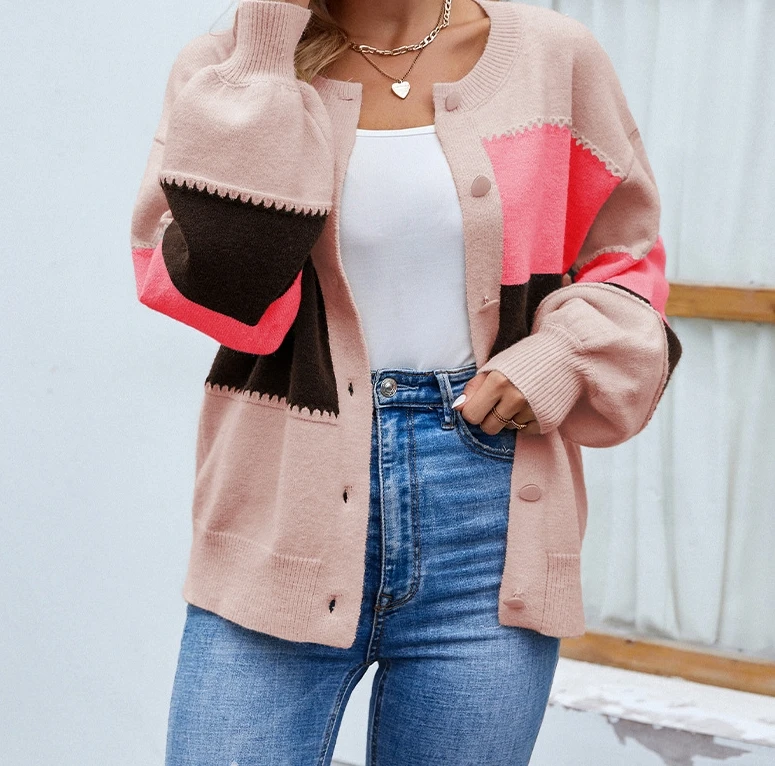 

Women's Lantern Sleeve Cardigan New Autumn Temperament Commuting Woman Casual Clothing Women Loose Sweater Jacket