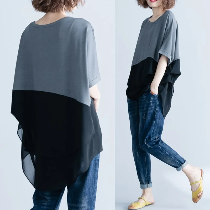 

Summer Korean Version Irregular Chiffon Fashion Top Women's T-shirt