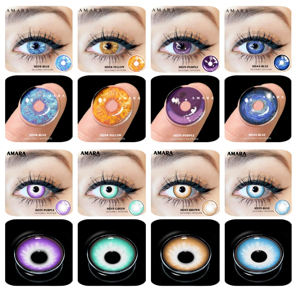 

Цветные контактные линзы AMARA для глаз 2 шт. Аниме Косплей цветные линзы ed синие фиолетовые линзы для Хэллоуина контактные линзы Красота Макияж