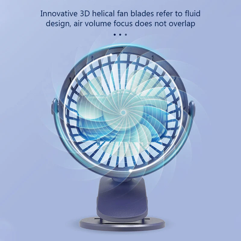 

Портативный Настольный USB-вентилятор с клипсой, перезаряжаемый настольный мини-вентилятор охлаждения, вращение на 360 градусов, 3 скорости, р...