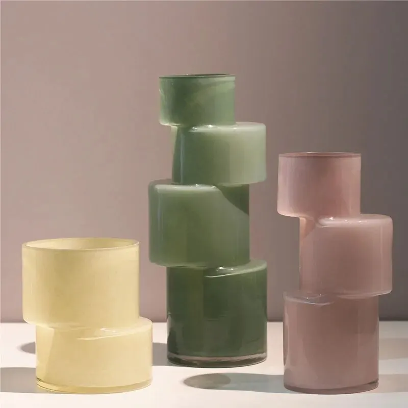 Скандинавская прозрачная цветная бамбуковая стеклянная ваза для гостиной