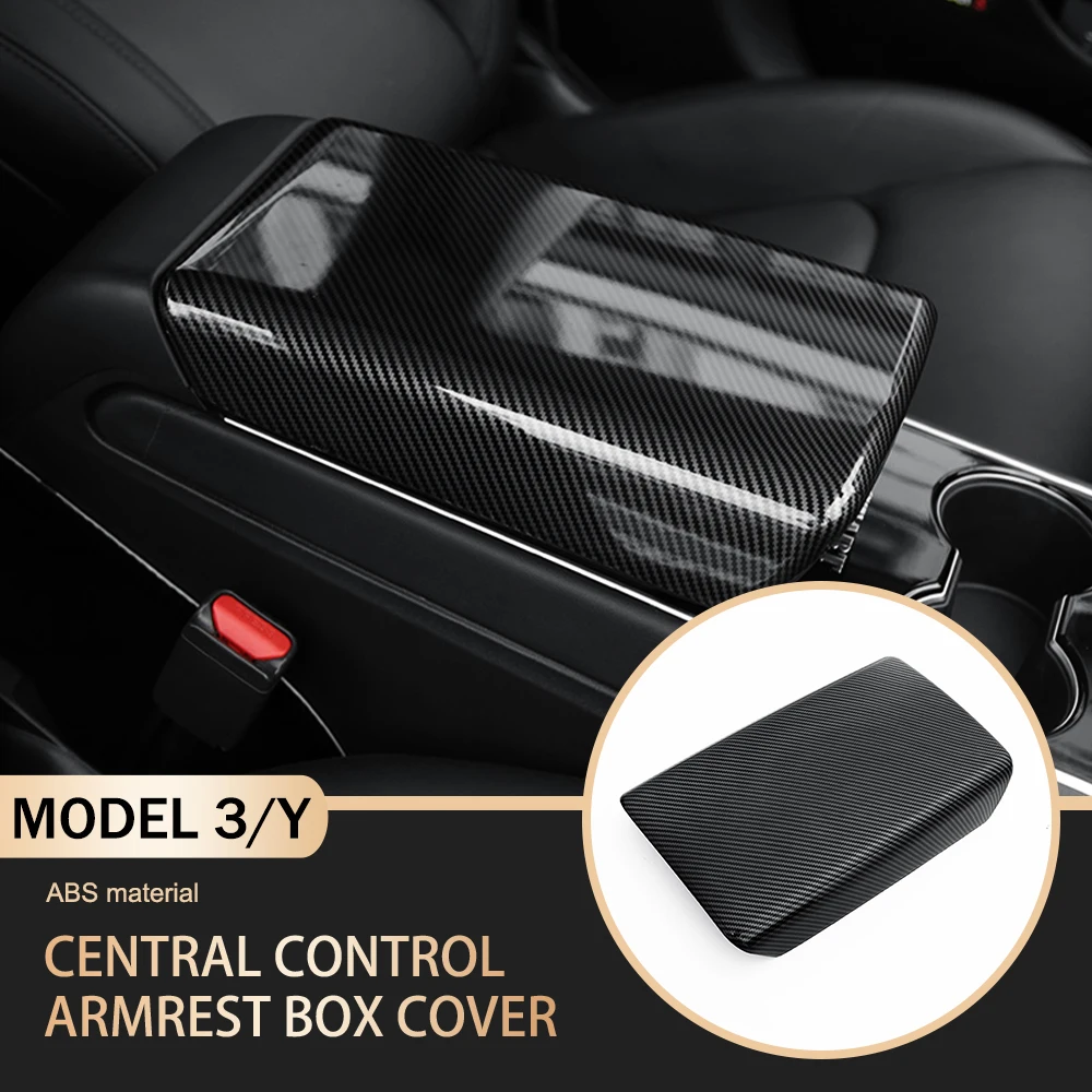 

Auto Armrests Cover For Tesla Model 3 Y 2017-2023 ABS Carbon Fiber Center Console Arm Rest Cover Trim Protection Accessories