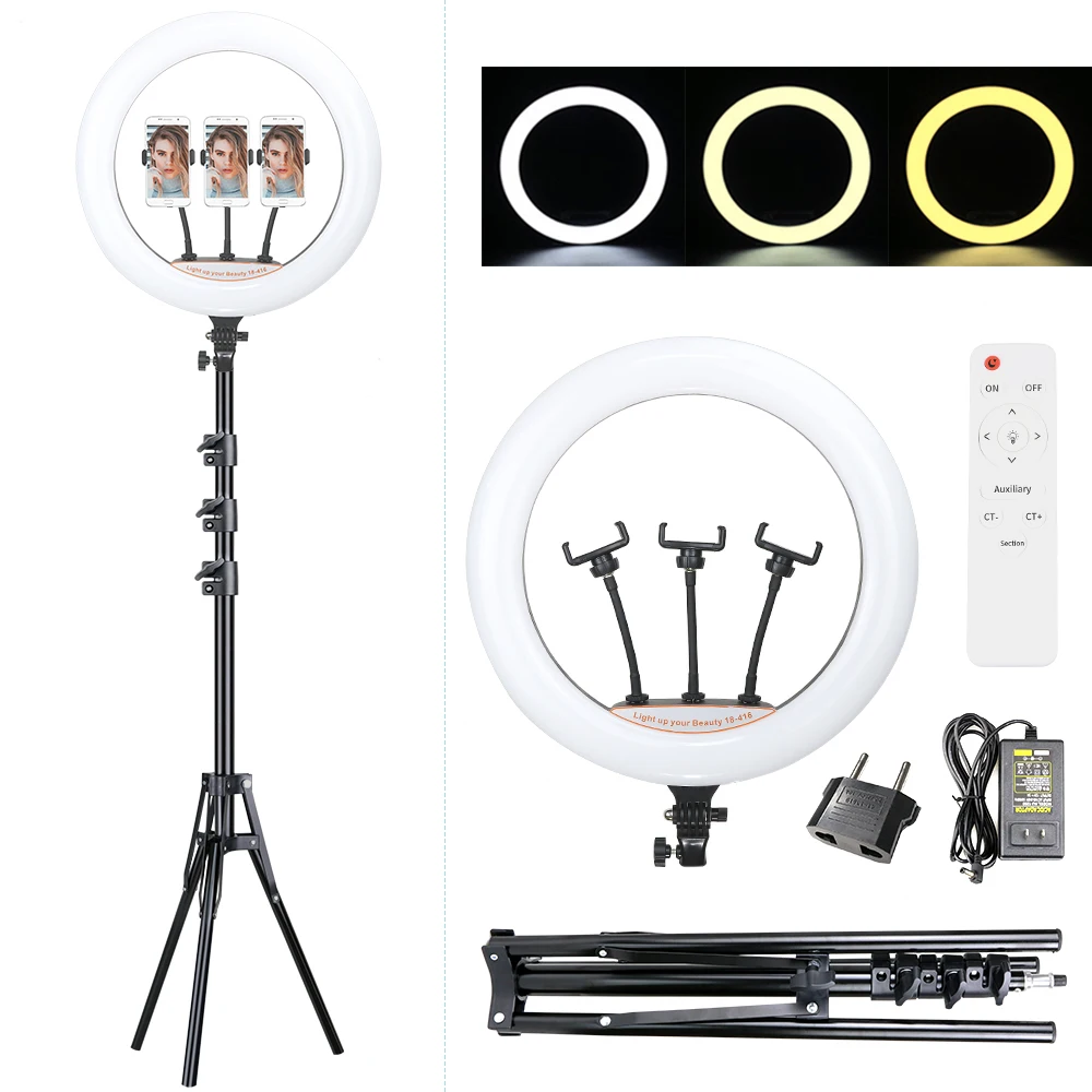 45cm 18 Inch LED Ring Light Dimmable Selfie Lamp With Tripod Stand Phone Holder For Video Live Profissional Photography Lighting |