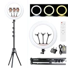 Светодиодный кольцевой светильник, лампа для селфи с регулируемой яркостью, 45 см, 18 дюймов, со штативом и держателем для телефона, для видеосъемки в прямом эфире, Профессиональный светильник для фотосъемки