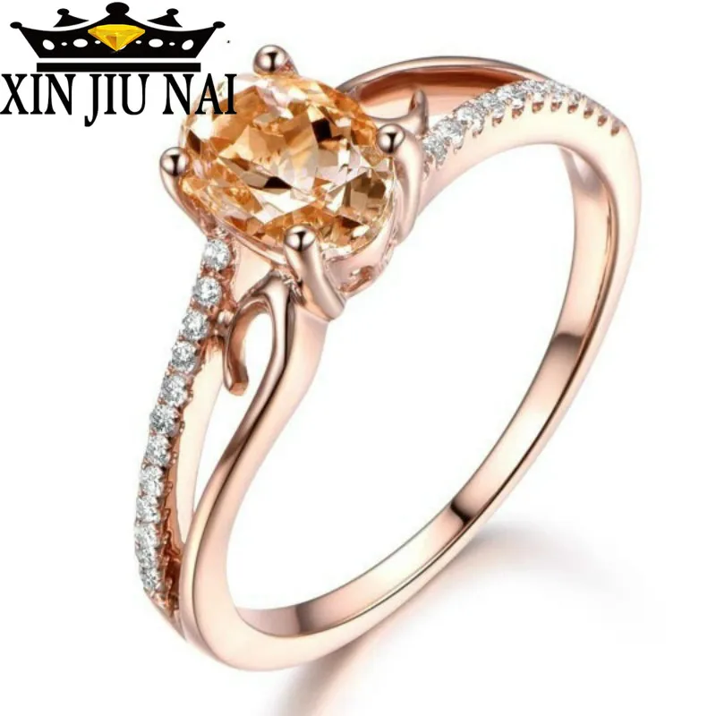 

Fashion Simple Champagne Cubic Zircon Ring 6*8cm Big Yellow Crystal morganite Gems Ring Wedding Rings for Women Jewelry size6-10