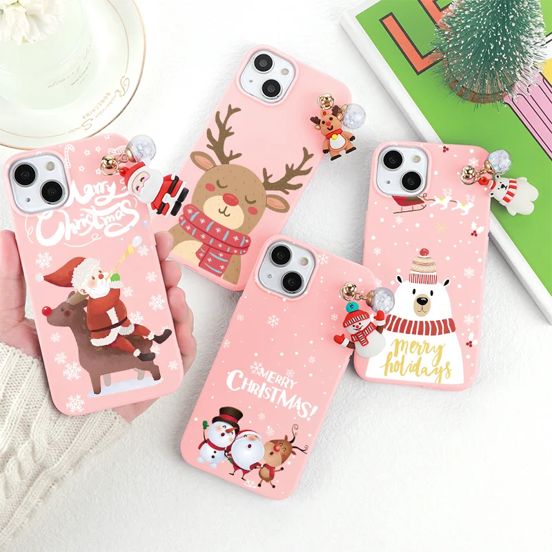 Christmas Deer Case For Xiaomi Poco F3 M3 X3 NFC Mi 11T 10T 9T 12 11 Note 10 CC9 9 F2 Explorer A3 Pro Lite NE Pendant TPU Cover