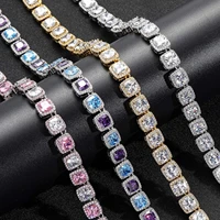 scooya miami hip hop necklace mens 10mm box buckle cuban chain zircon square ice zircon 18k gold fashion hip hop jewelry