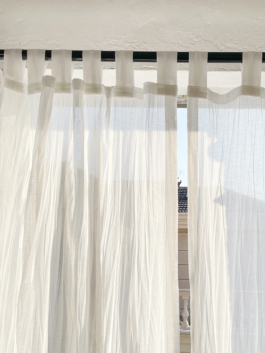 Шторы из натурального хлопка и льна белые полупрозрачные шторы смятой марли для