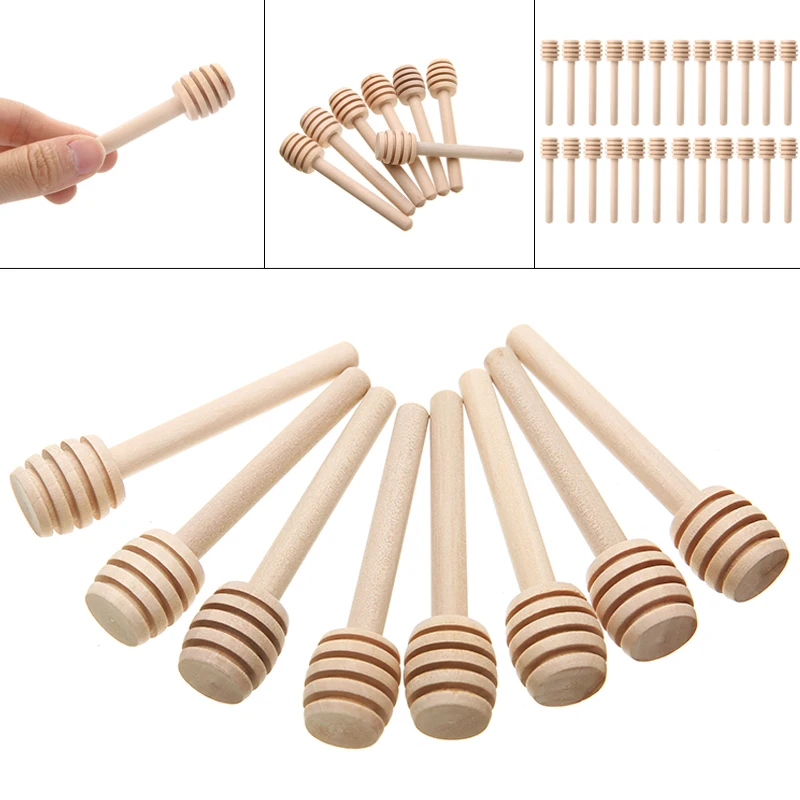 

Long Handle Wood Honey Spoons Stir Bars Mixing Sticks Honey Mixing Handle Jar Spoon Household Gadgets Kitchen Accessories 24pcs
