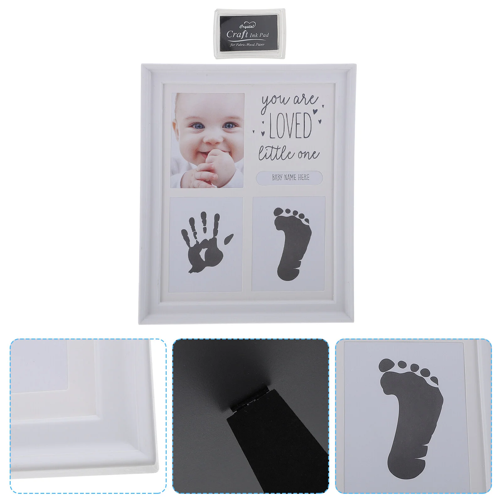 

Stamp Pad Baby Footprint Picture Frame Ink Hand Kit Keepsake Handprint Infant Boy Mom Gift