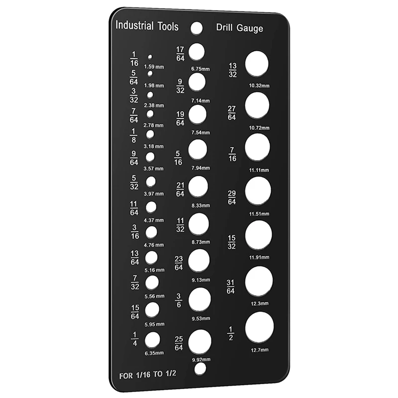

Drill Bit Gauge 1/16 Inch To 1/2 Inch, Screw Size And Thread Gauge Inches And Decimal Drill Gauge Drill Bit Size Guide