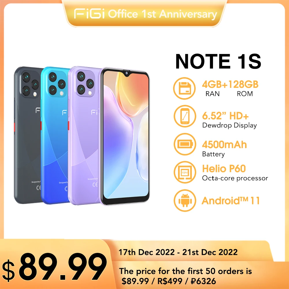 [World Premiere]FIGI NOTE 1S Smartphone 4GB 128GB Cell Phone Android 6.6