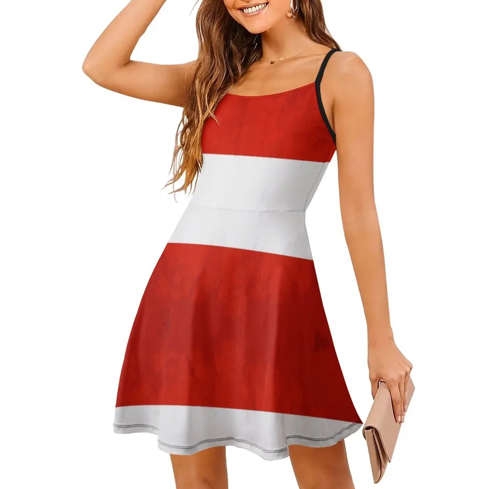 Экзотическое женское платье на бретельках с австрийским флагом и национальным