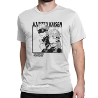 mens jujutsu kaisen gojo satoru goes tops t shirts anime cotton vintage harajuku crewneck tee shirt aesthetic camisas t shirt