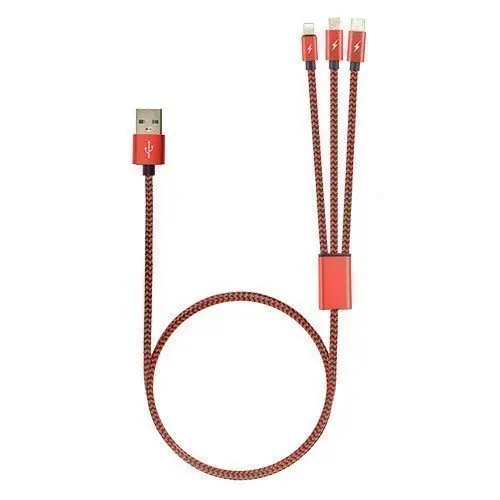 Кабель ROBITON P12 Multicord USB A - MicroUSB/Type-C/8pin 1м красный PH1 |