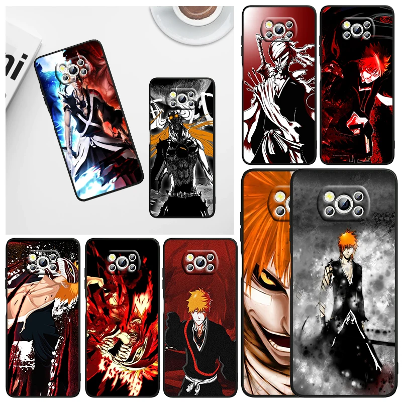 

Comic Bleach Ichigo Hollow Phone Case For Xiaomi Mi Poco X5 X4 X3 NFC F4 F3 GT M5 S M4 M3 M2 C50 Pro C3 5G Black Cover