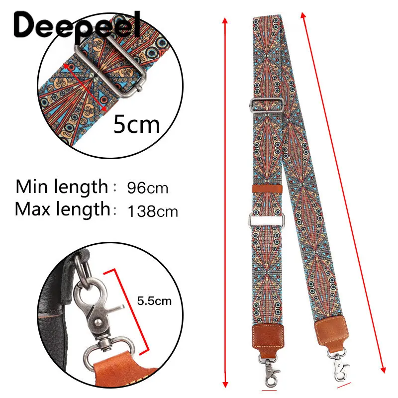 Deepeel 5cm Vintage Boho Wide Bag Strap for Handbag Crossbody Bags 96-138cm Adjustable Cowhide Shoulder Straps Accessories