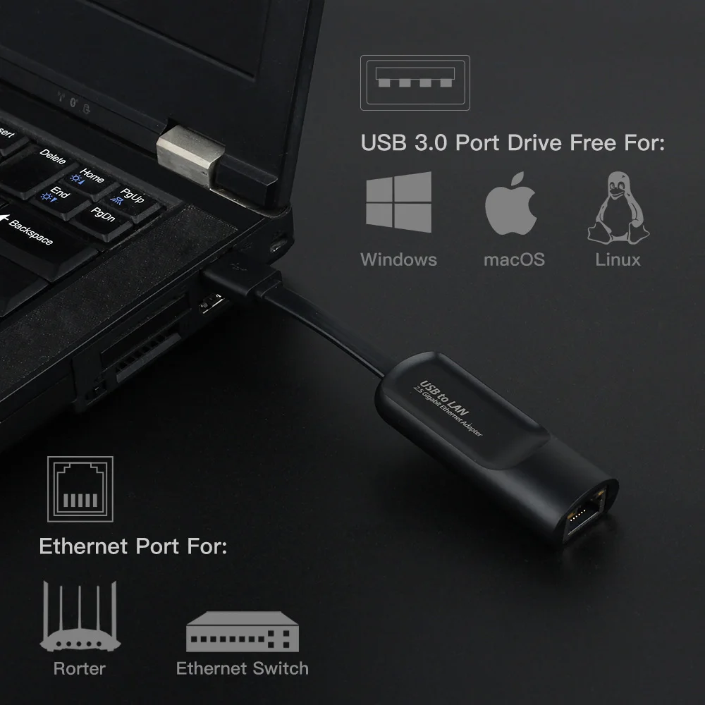 USB 3 0 Ethernet к RJ45 2 5G Проводной адаптер Type-C конвертер Lan сетевой концентратор для Windows