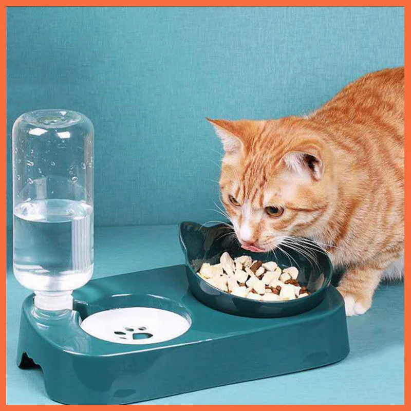 

Pet Automatic Feeder Dog Bowl Cat Food Bowl with Water Fountain Bowl Drinking Raised Stand Dish Bowls Cat Food and Water Dush