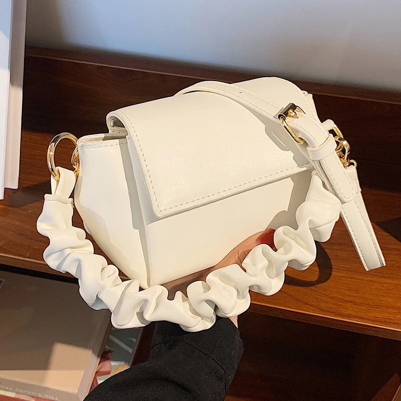 

Плиссированная мини-сумка-тоут, модная новинка 2021, Высококачественная женская дизайнерская сумка из искусственной кожи, однотонная сумка-м...