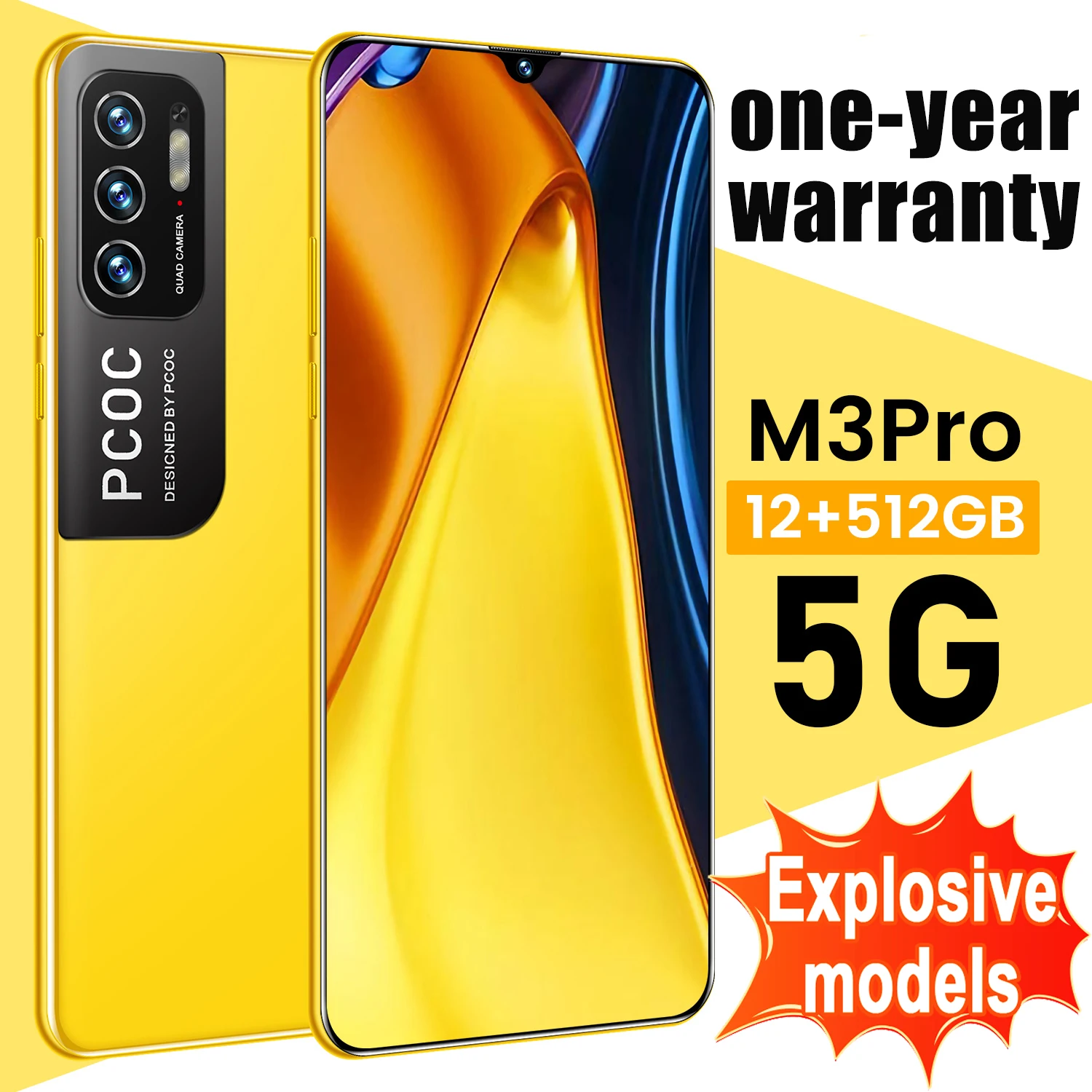 

Original 2022 NEW M3 Pro 6.72 Inch Smartphone 12G+512G 6800mAh Battery Android Phone Face Unlock 4G Phone Support Google WiFi