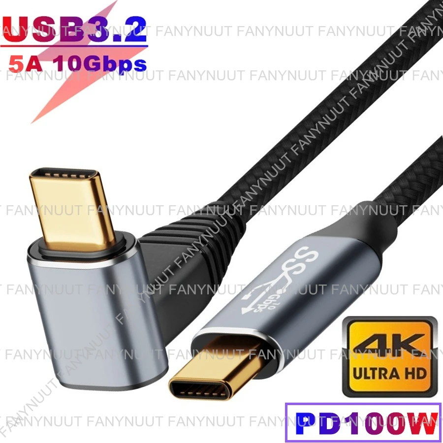 USB C Elbow Thunderbolt 10Gbps Cable USB3.1 Gen2 4K/60Hz Cable PD100W  5A E-MARK Video Power for steam deck 90 Degree USB C Cord