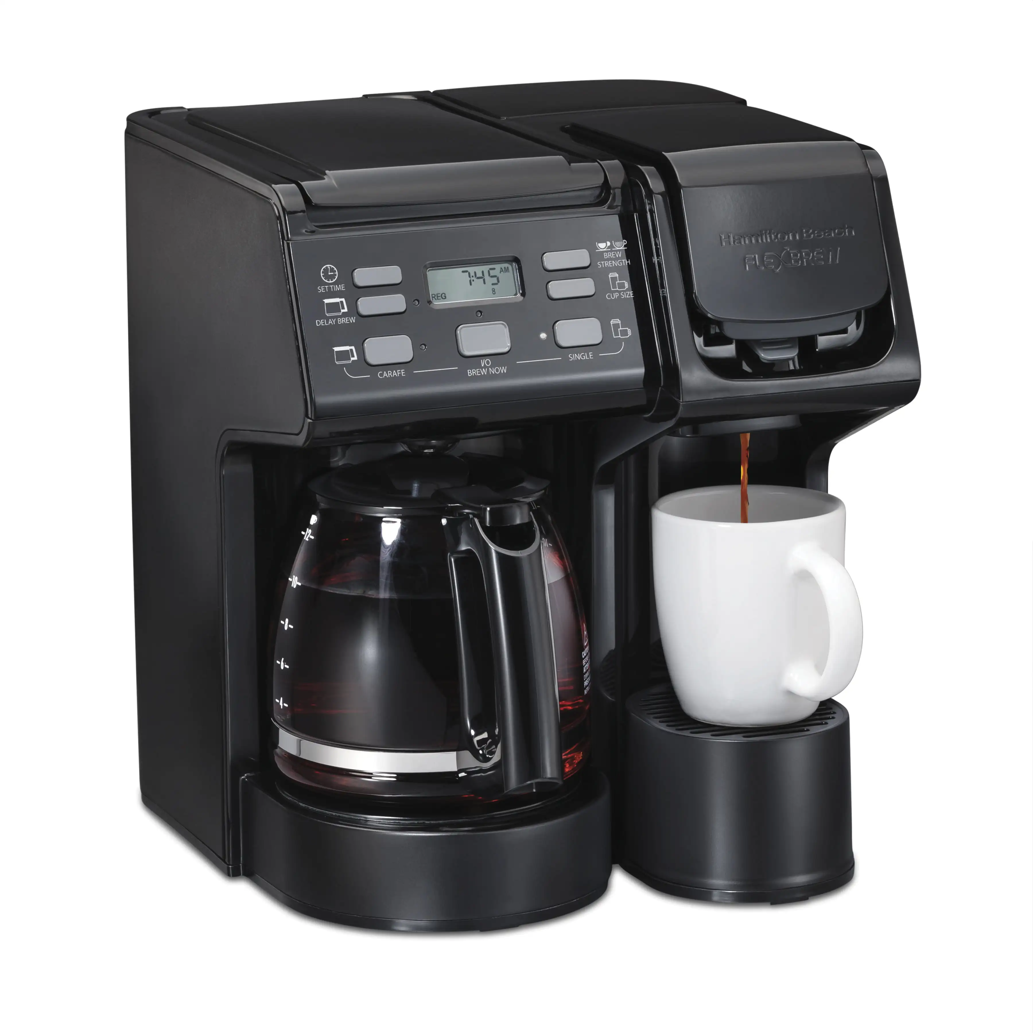 

FlexBrew Trio Coffee Maker, Single Serve or 12 Cups, Black, 49904 Multifunctional Coffee Machine,
