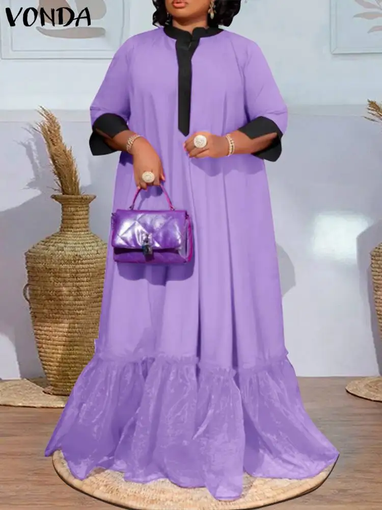 Длинное платье-макси с рукавом 3/4 в богемном стиле