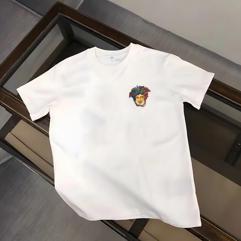 

Summer 2023 New White Simple Print Cotton Short Sleeve T-shirt Half-sleeve Women's Loose Versatile Top Women And Men