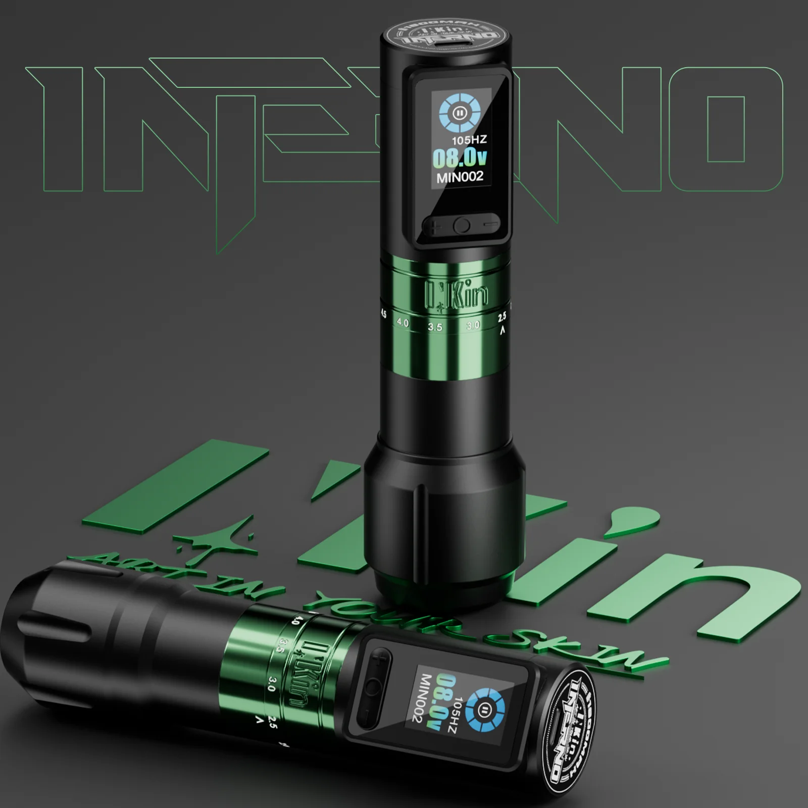 Фото Беспроводная тату-машинка INKin Inferno, вращающаяся ручка для татуировки с регулируемым ходом и 2 ручками для профессиональных татуировок №5